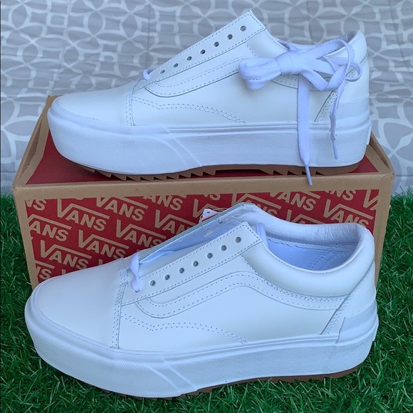 VANS OLD SKOOL STACKED LEATHER TRUE WHITE WMNS PLA - Picture 5 of 16
